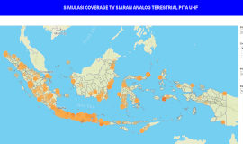 Simulasi Coverage TV Siaran Analog dalam radius 30/40/50/60 km dari stasiun pemancar