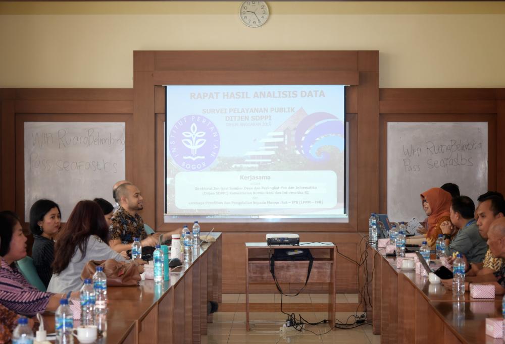 Sekretariat Direktorat Jenderal Sumber Daya dan Perangkat Pos dan Informatika (Setditjen SDPPI) Kemkominfo menyelenggarakan Rapat Hasil Analisis Data Survei Pelayanan Publik SDPPI Tahun 2019. Kegiatan ini  sebagai bagian dari upaya meningkatkan pelayanan (13/9/2019)