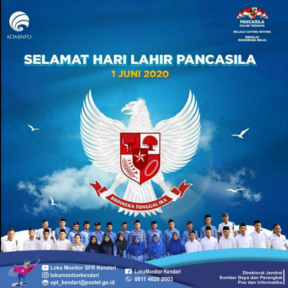 Loka Monitor Spektrum Frekuensi Radio (SFR) Kendari ikut berpartisipasi dalam pelaksanaan Hari Lahir Pancasila melalui media aplikasi zoom dan live youtube, Senin (1/6/2020)