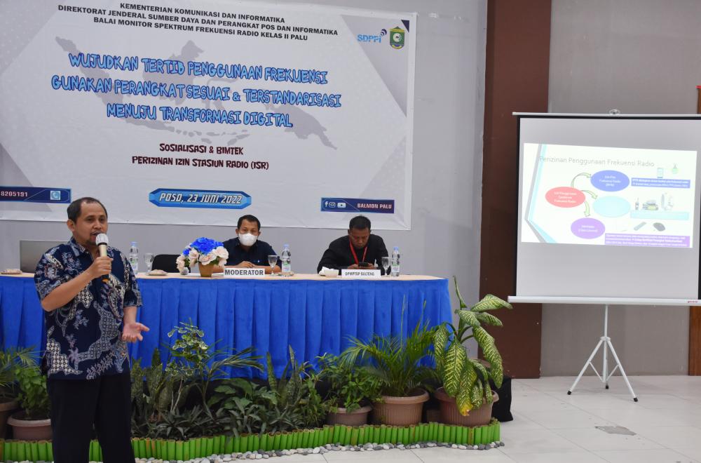  Balai Monitor Spektrum Frekuensi Radio Kelas II Palu selenggarakanSosialisasi dan Bimbingan Teknis Pengurusan Izin Stasiun Radio (ISR) (23/6/2022)