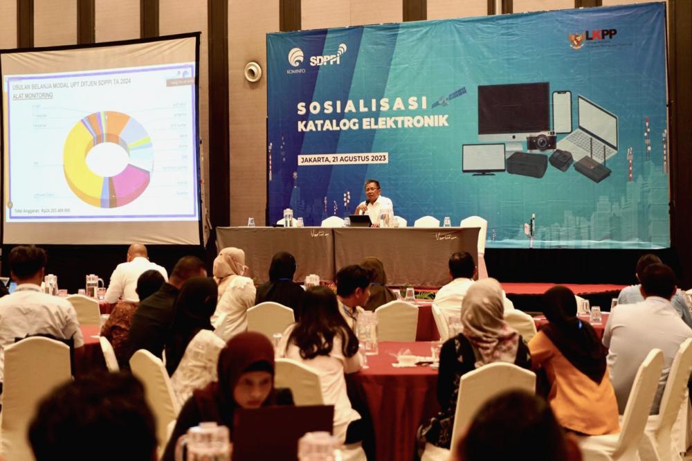Plt. Sesditjen SDPPI Sabirin Mochtar membuka kegiatan Sosialisasi e-katalog. Senin (21/08/2023)
