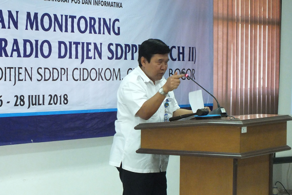 Ilustrasi: Sekretaris Ditjen SDPPI Sadjan memberikan sambutan ketika membuka Pelatihan Monitoring Spektrum Frekuensi Radio Ditjen SDPPI di PPSDM Ditjen SDPPI, Cisarua, Bogor, Jawa Barat, Senin (16/7/2018). Pelatihan ini akan berlangsung hingga 26 Juli 2018.