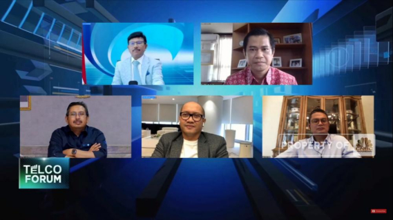 Ilustrasi: Menteri Komunikasi dan Informatika Johnny G Plate (kiri atas) dan Dirjen SDPPI Ismail (kiri bawah) menjadi pembicara pada seminar daring CNBC Indonesia bertajuk Telco Forum 2021: 5G Masa Depan Komunikasi RI, Rabu (28/4/2021)