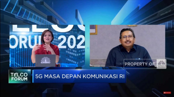 Ilustrasi: Dirjen SDPPI Ismail (kanan) menjadi pembicara pada seminar daring CNBC Indonesia bertajuk Telco Forum 2021: 5G Masa Depan Komunikasi RI, Rabu (28/4/2021)